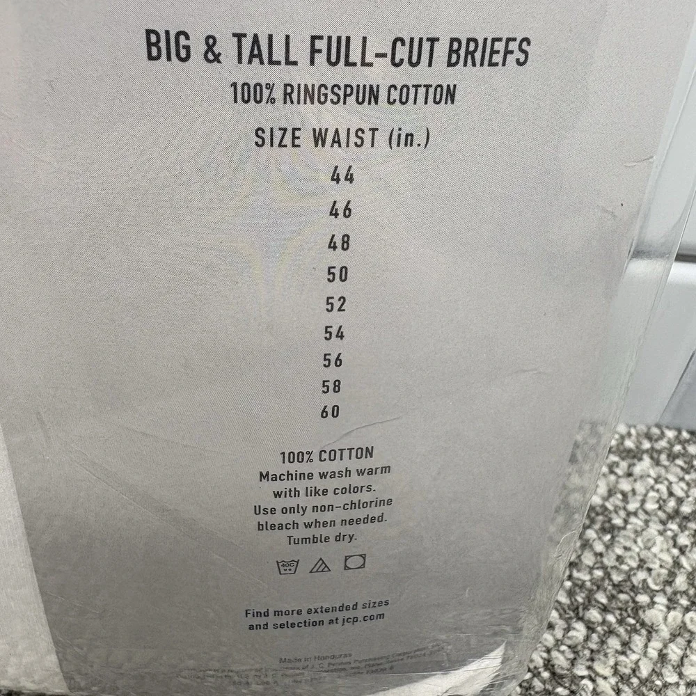 Men Stafford 6 Pack Big Tall Cotton‎ Full Cut Briefs Underwear Size 50 New White